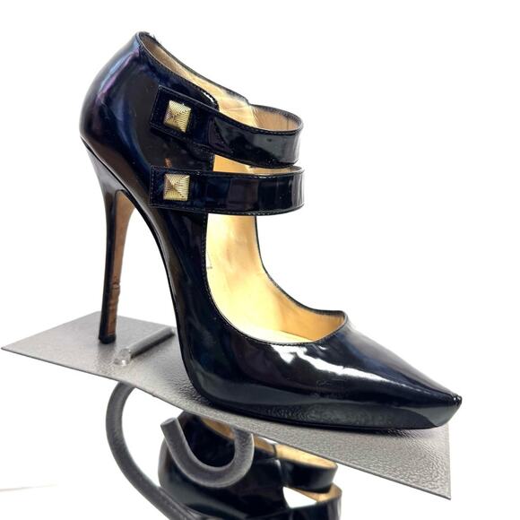 Jimmy Choo Black Patent Leather Pointed Toe Platform Stiletto Heels Size US 6 - Picture 1 of 9